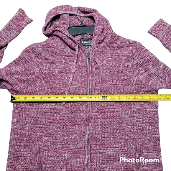 Express Full Zip Knit Hooded Sweater Knit Jacket Size Small - Picture 6 of 8